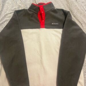 Columbia Men's Gray and Red Sweater